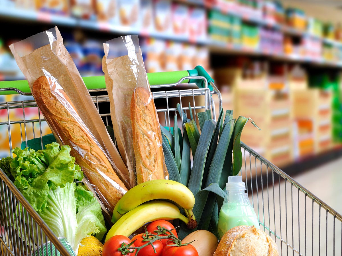 Shopping Push Cart with groceries