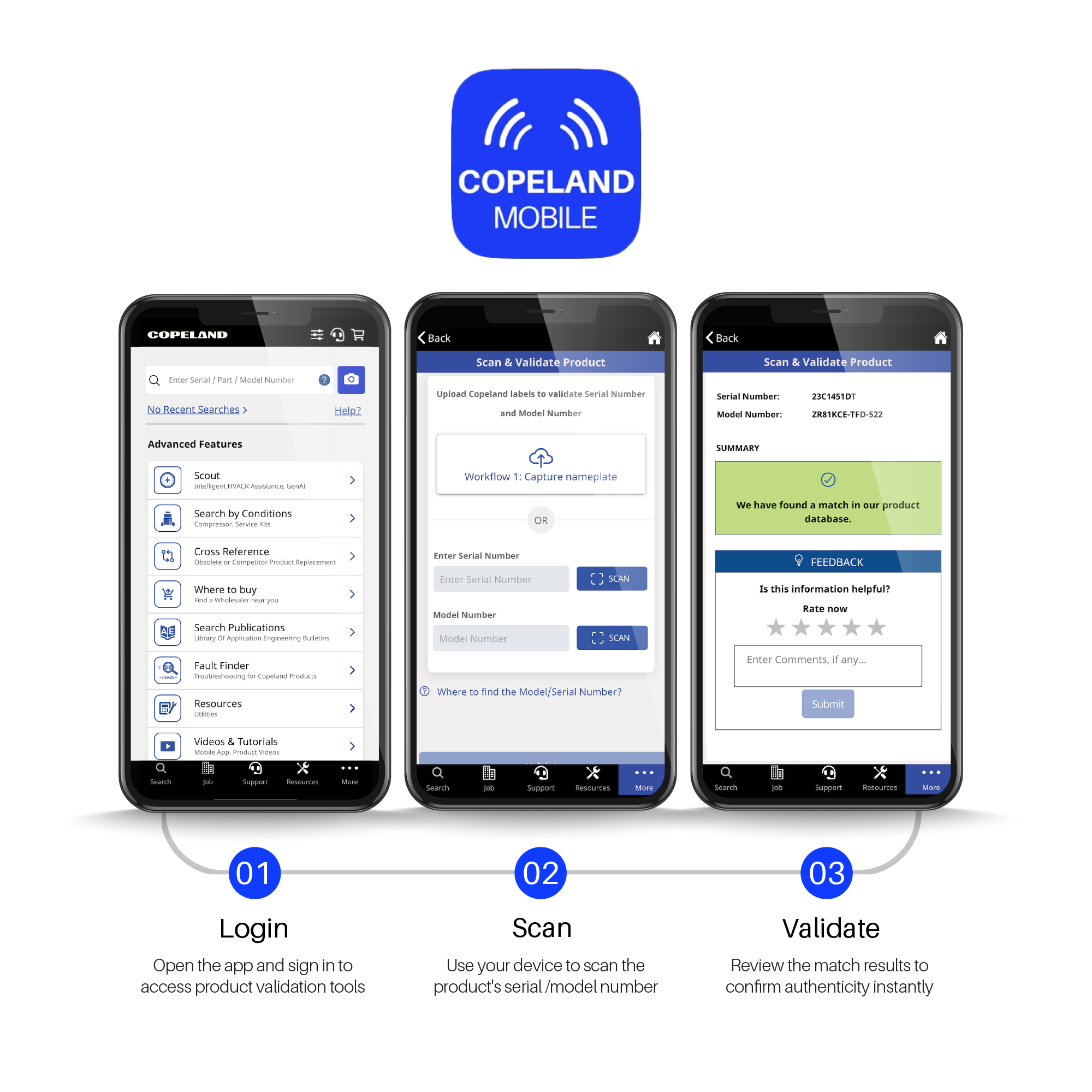 Copeland Mobile App | Scan & Validate Product