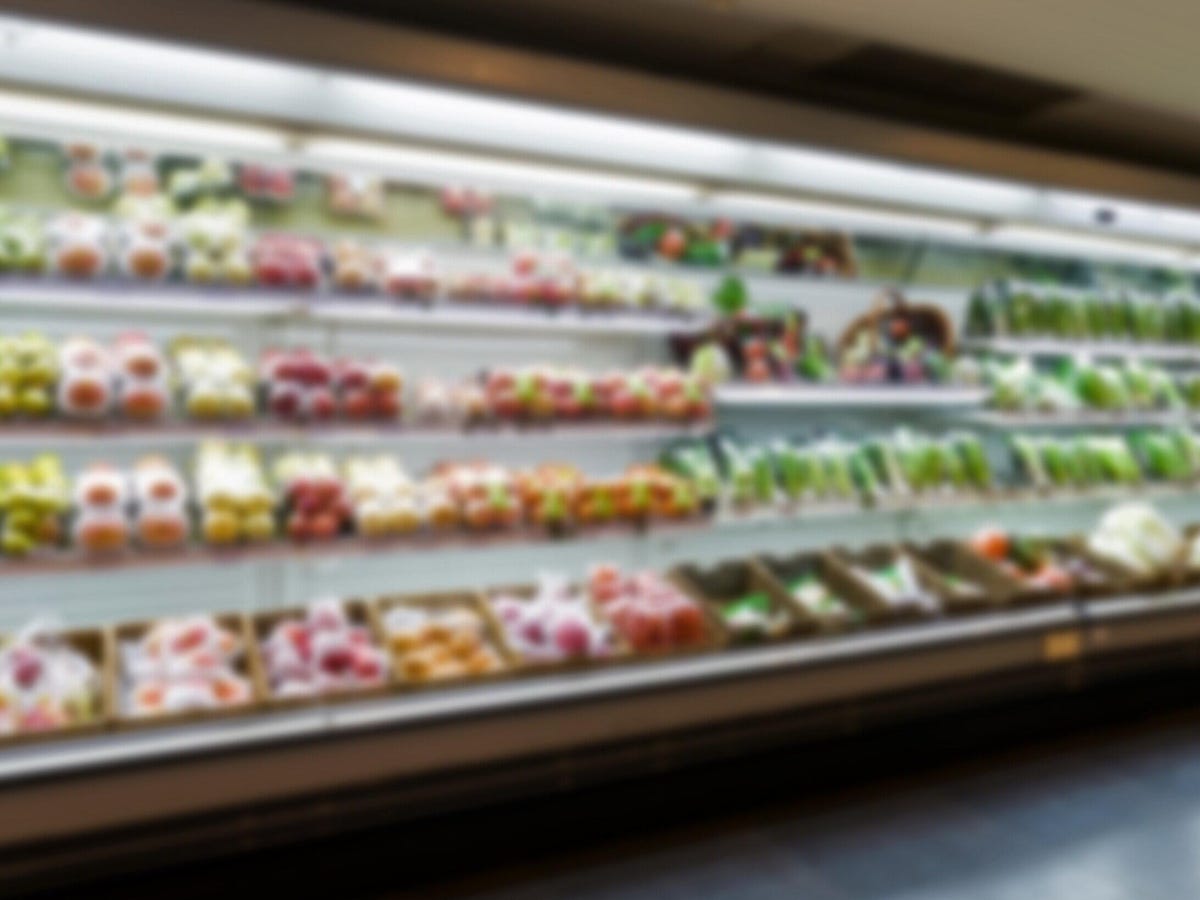 Supermarket fruit and vegetable section