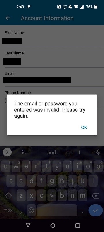 Invalid Email Address