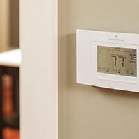 White-Rodgers thermostat mounted on the wall