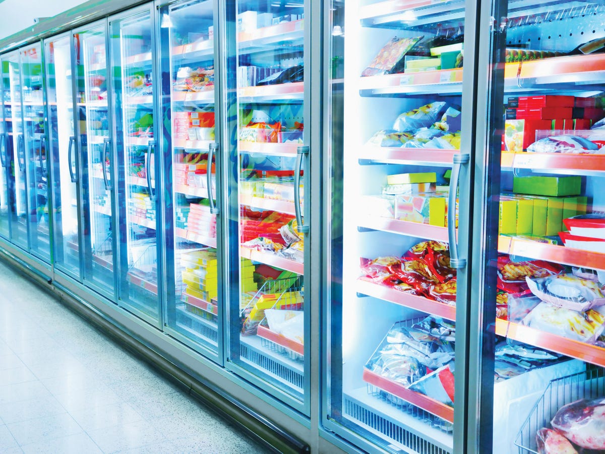 Supermarket chiller aisle Supermarket chiller aisle