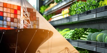 Cold Chain and produce section at grocery store