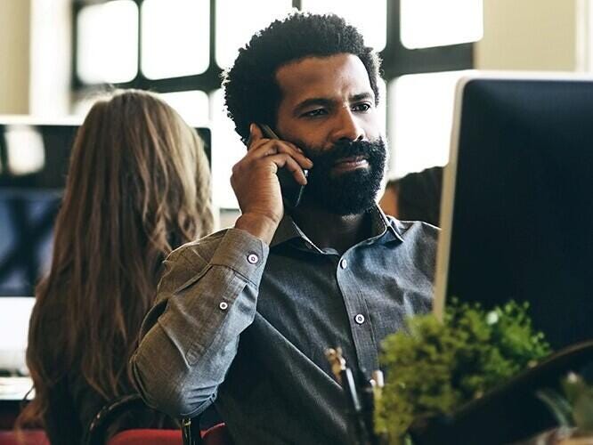 Businessman calling on a mobile phone