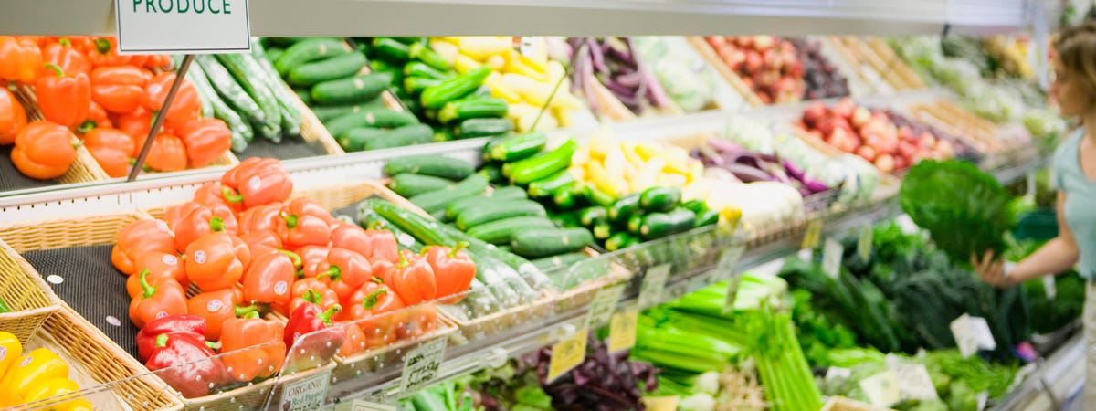 Supermarket vegetable display