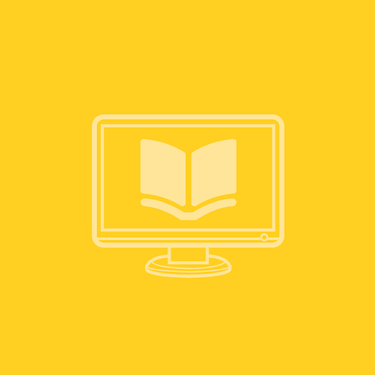 Yellow desktop with book symbol