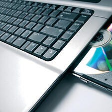 Laptop with open CD drive