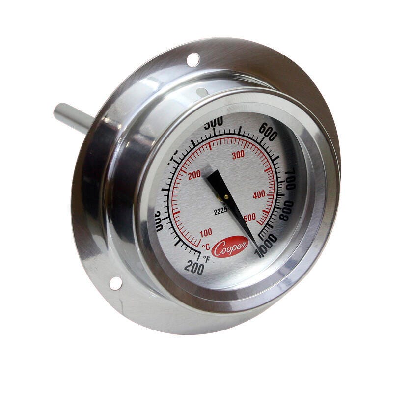 Pizza Oven Flange Mount Thermometer - Dual Scale