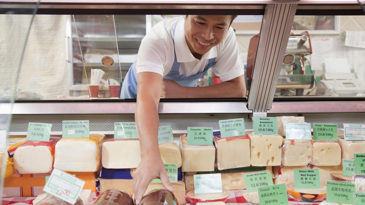 cheese display inside the chiller