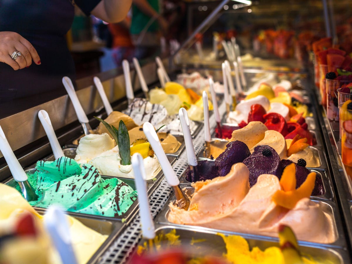 Italian ice cream in café