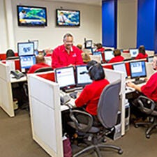 Employees in a customer service center