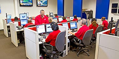 Employees in a customer service center