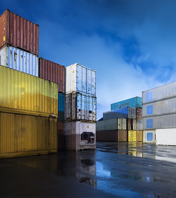 Pile of reefer containers