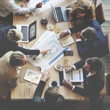 employees in a meeting