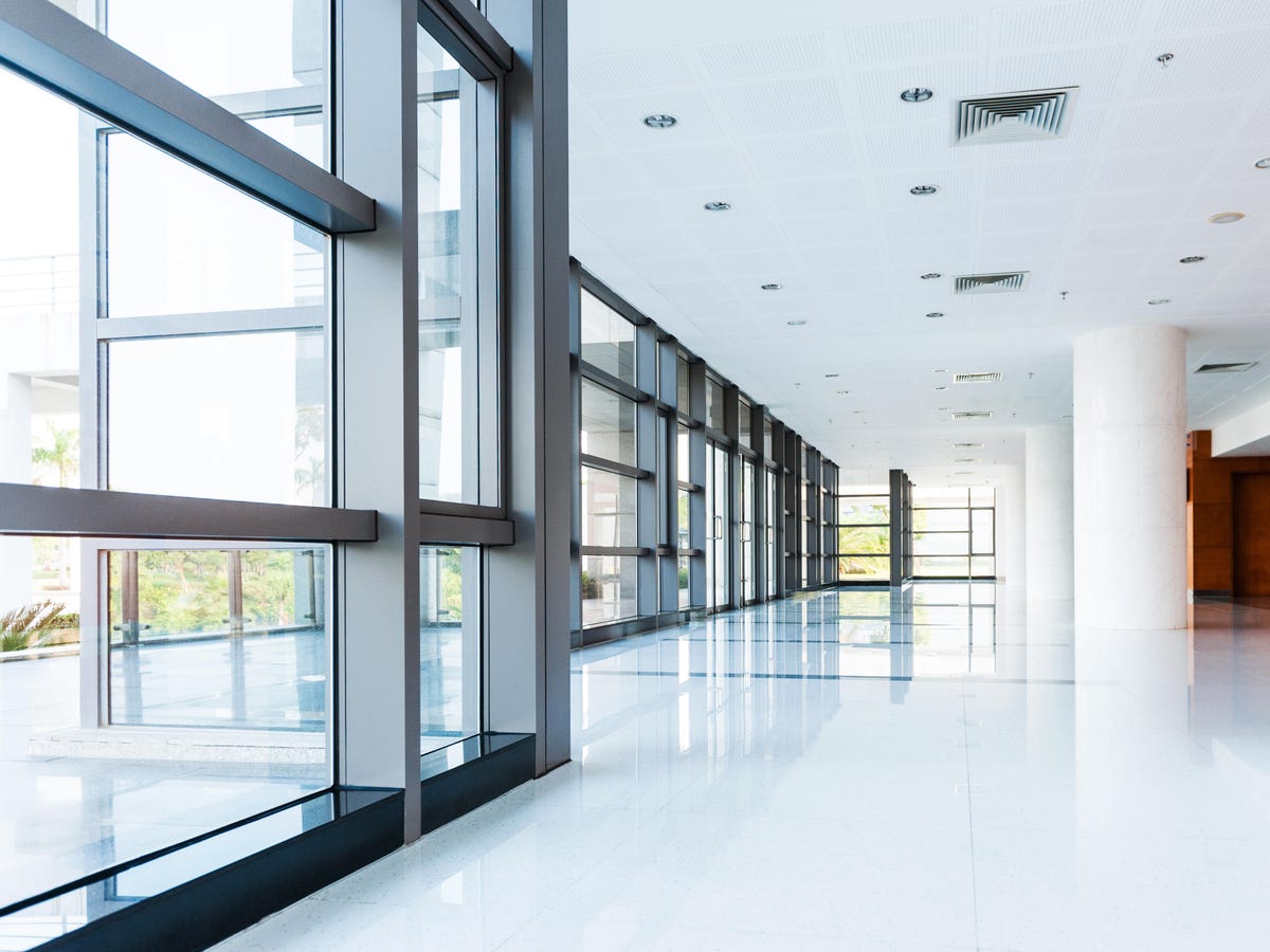 Empty corridor in the modern office building