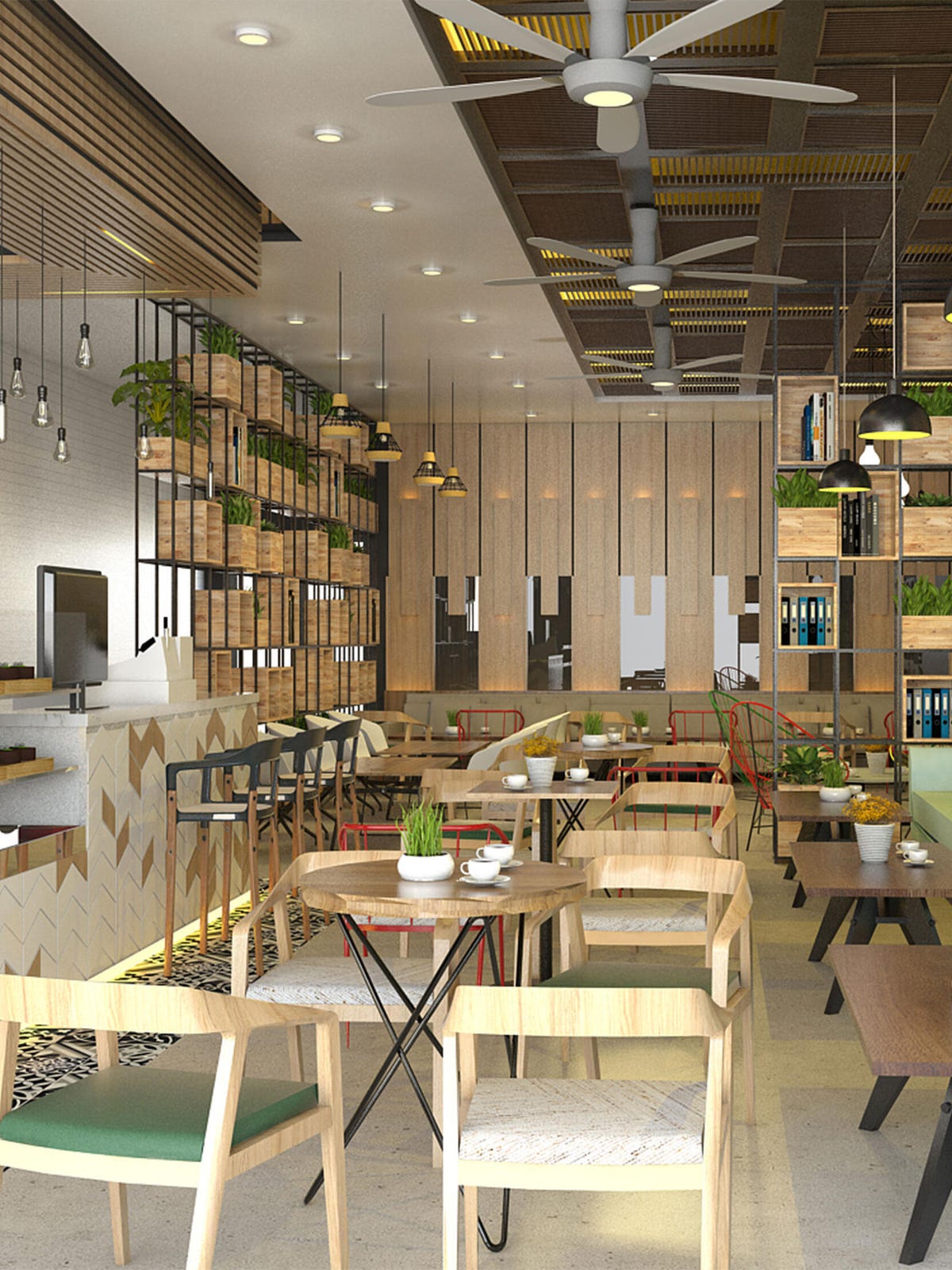 Restaurant & Shop interior design modern - 3D render