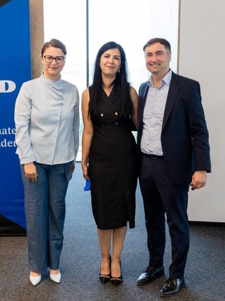 Cluj-Napoca Vice Mayor, Emese Olah (left), Andreea Popescu, Director of Copeland Solutions Business Center Europe (middle) and Copeland Europe President, Sandro Matic (right) attend the grand opening of the new office in Cluj-Napoca.