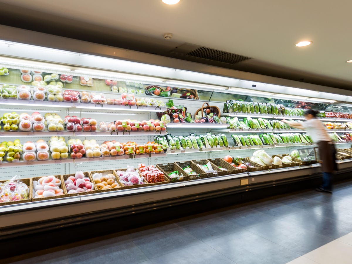 Supermarket fruit and vegetable section