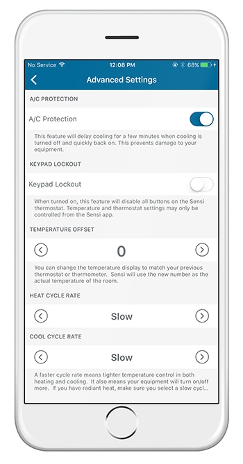 Sensi App Temperature Offset